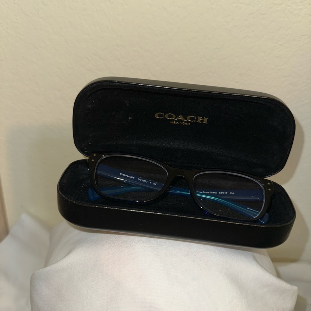 Coach Blue glasses with silver accents